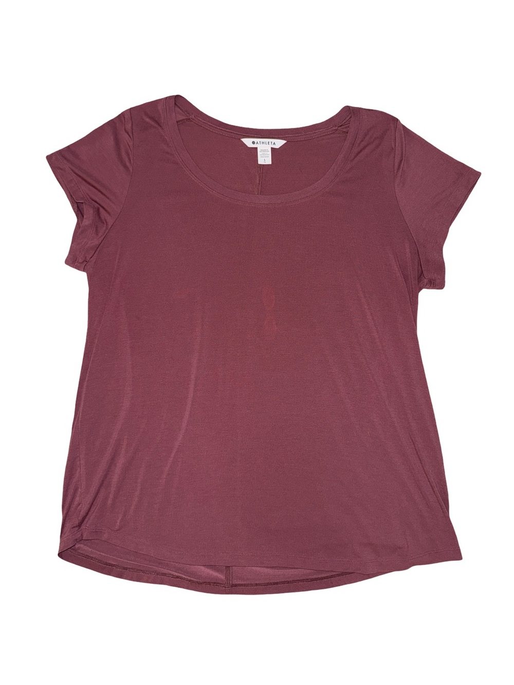 Athleta Breezy Tee Women’s Large Burgundy Scoop Neck Curved Hem